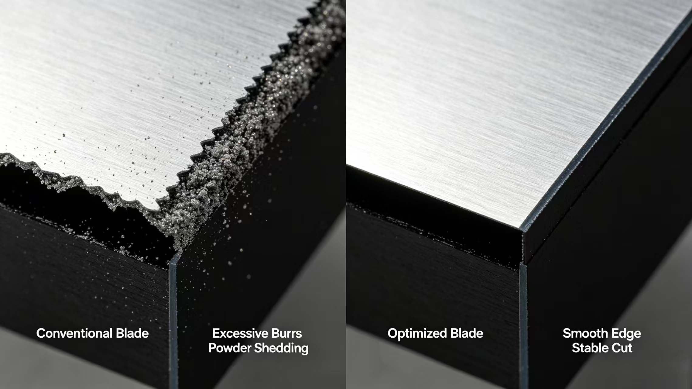 Electrode slitting effect comparison image Electrode slitting effect comparison image
