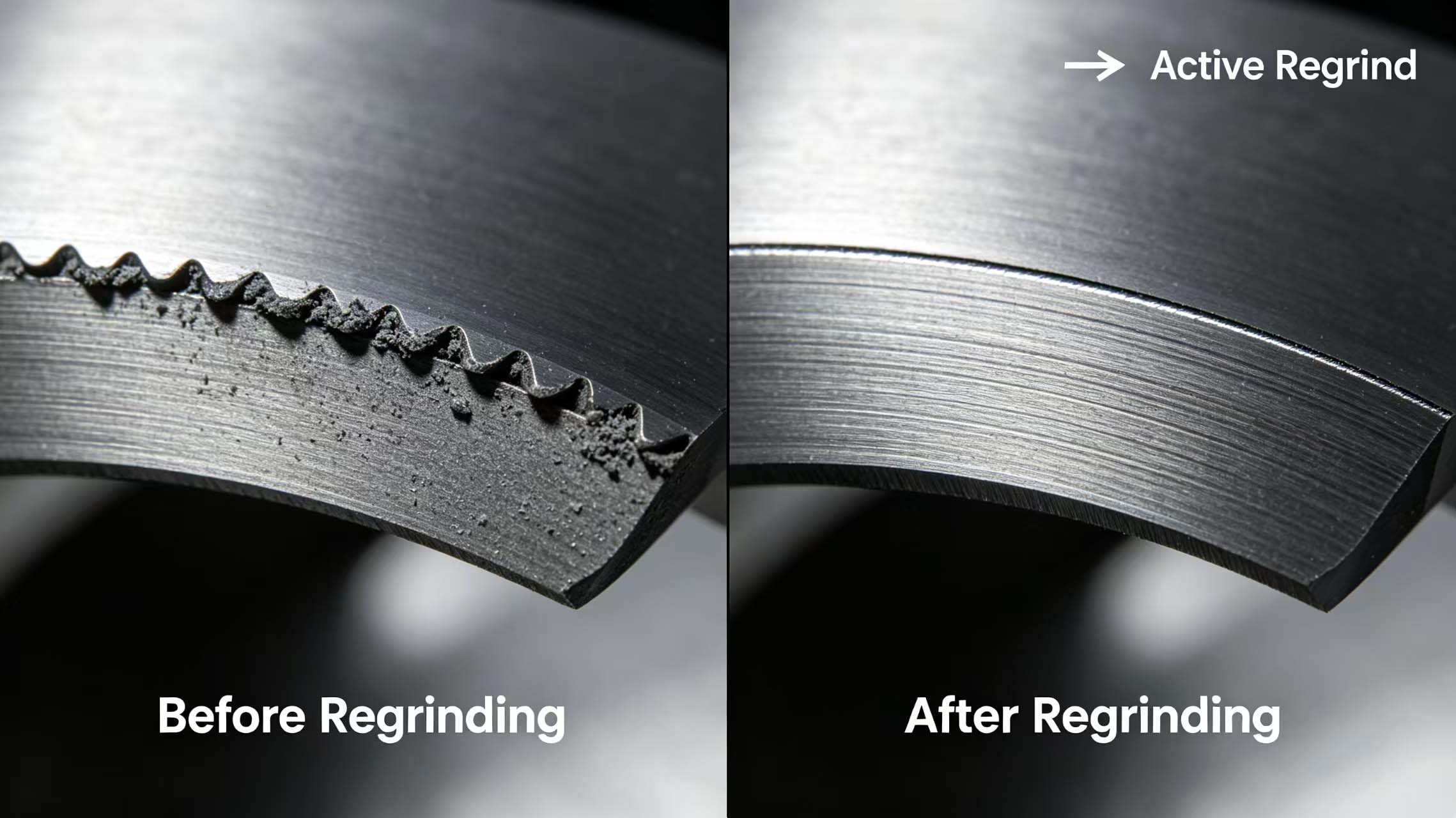 Before-and-after grinding comparison image Before-and-after grinding comparison image