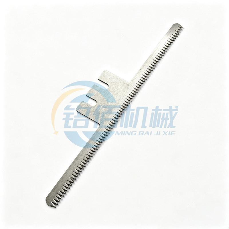 Composite bag serrated cutting blade